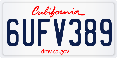 CA license plate 6UFV389