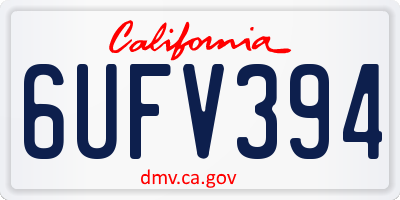 CA license plate 6UFV394