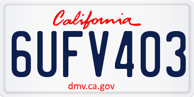 CA license plate 6UFV403