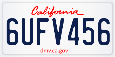 CA license plate 6UFV456