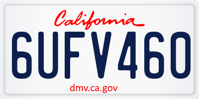 CA license plate 6UFV460