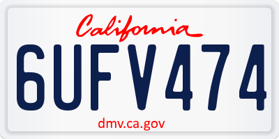 CA license plate 6UFV474
