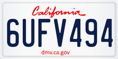 CA license plate 6UFV494