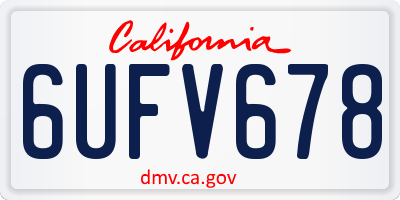 CA license plate 6UFV678