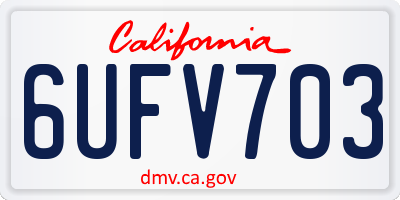 CA license plate 6UFV703