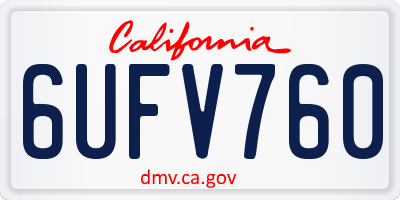 CA license plate 6UFV760