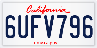 CA license plate 6UFV796