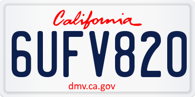 CA license plate 6UFV820