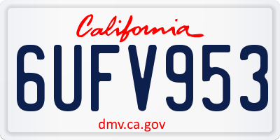 CA license plate 6UFV953