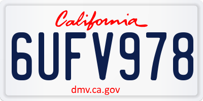 CA license plate 6UFV978