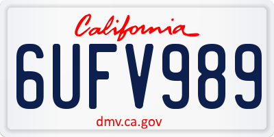 CA license plate 6UFV989