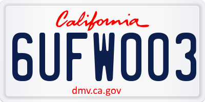 CA license plate 6UFW003