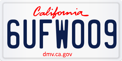 CA license plate 6UFW009