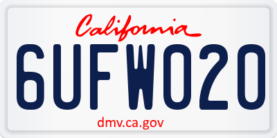 CA license plate 6UFW020