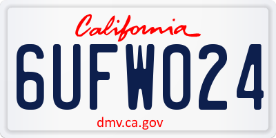 CA license plate 6UFW024