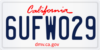 CA license plate 6UFW029