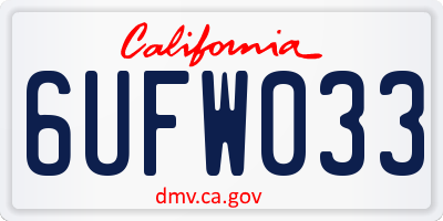 CA license plate 6UFW033