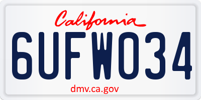 CA license plate 6UFW034