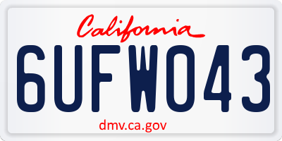 CA license plate 6UFW043