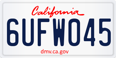 CA license plate 6UFW045