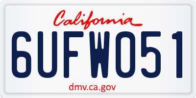 CA license plate 6UFW051
