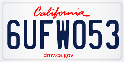 CA license plate 6UFW053