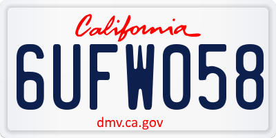 CA license plate 6UFW058