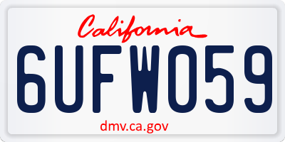 CA license plate 6UFW059