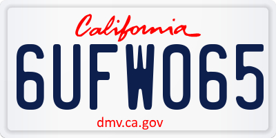 CA license plate 6UFW065