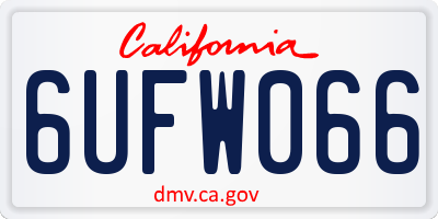 CA license plate 6UFW066