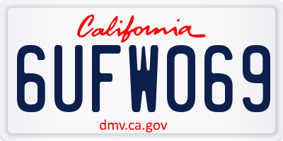 CA license plate 6UFW069
