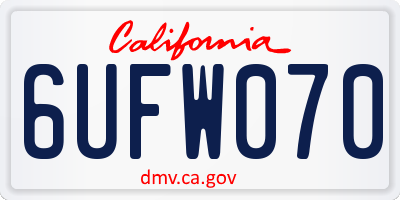 CA license plate 6UFW070