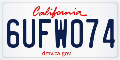 CA license plate 6UFW074