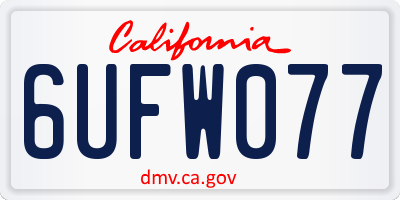 CA license plate 6UFW077