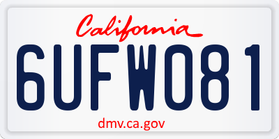 CA license plate 6UFW081