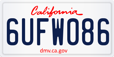 CA license plate 6UFW086