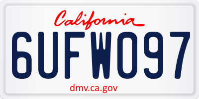 CA license plate 6UFW097
