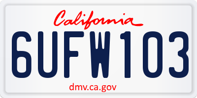 CA license plate 6UFW103