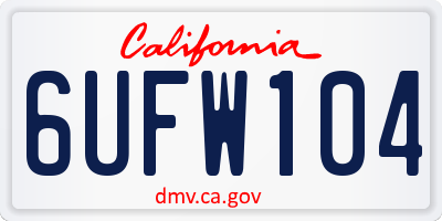 CA license plate 6UFW104