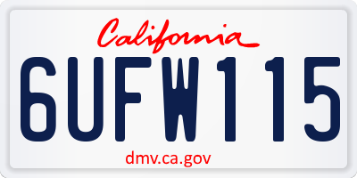 CA license plate 6UFW115