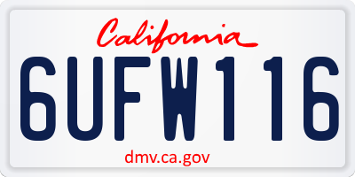 CA license plate 6UFW116