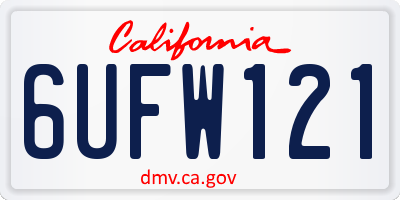 CA license plate 6UFW121