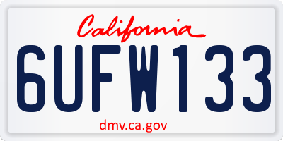 CA license plate 6UFW133