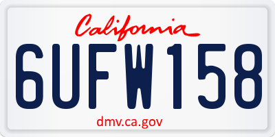 CA license plate 6UFW158