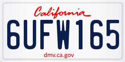 CA license plate 6UFW165