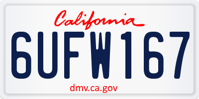 CA license plate 6UFW167