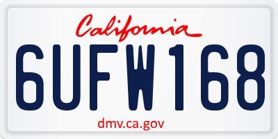 CA license plate 6UFW168