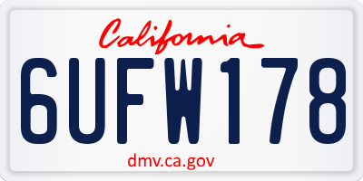 CA license plate 6UFW178