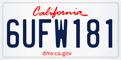 CA license plate 6UFW181