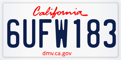 CA license plate 6UFW183